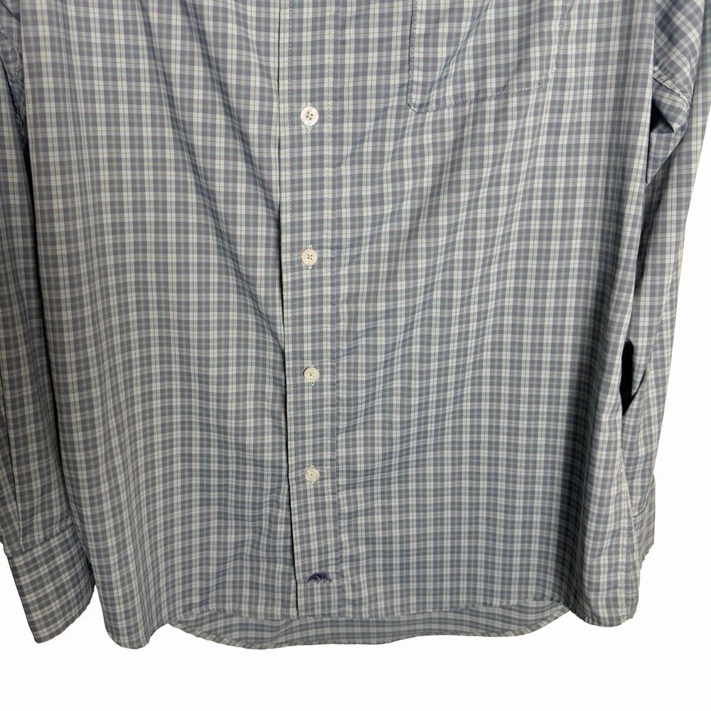 Onward Reserve Shirt Mens Large Blue Plaid Nylon Stretch Tailored Fit Button-Up - Picture 4 of 10
